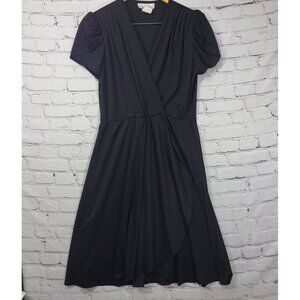 Alison Peters Dress Black A-Line Size 14 Short Sleeve Polyester Vintage‎ 80s